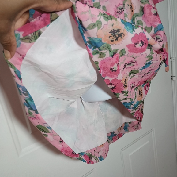 One Shoulder Long Sleeve Floral Mini Dress. Size L - Picture 12 of 14